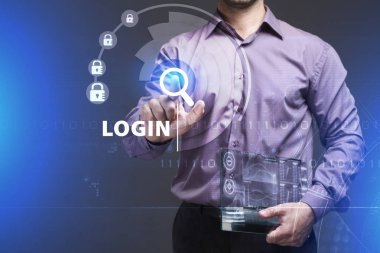 Ekonomi, teknoloji, Internet ve ağ kavramı. Genç busine