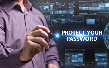 Ekonomi, teknoloji, Internet ve ağ kavramı. Genç busine