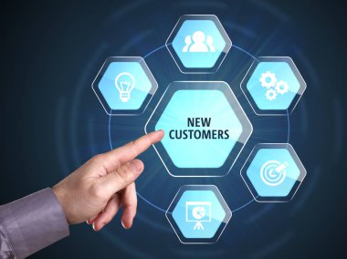 Ekonomi, teknoloji, Internet ve ağ kavramı. Genç busine