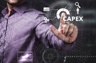 Ekonomi, teknoloji, Internet ve ağ kavramı. Genç busine