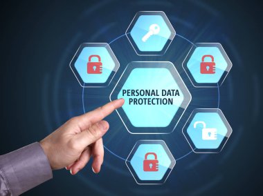 Ekonomi, teknoloji, Internet ve ağ kavramı. Genç busine