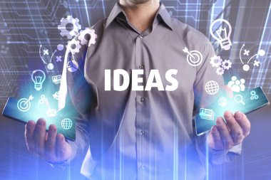 Ekonomi, teknoloji, Internet ve ağ kavramı. Genç busine