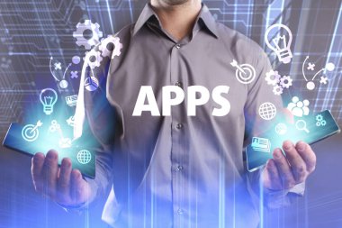 Ekonomi, teknoloji, Internet ve ağ kavramı. Genç busine