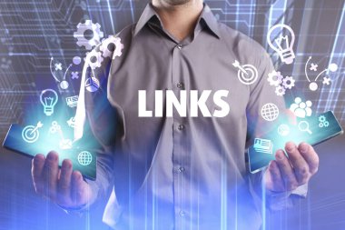 Ekonomi, teknoloji, Internet ve ağ kavramı. Genç busine