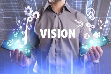 Ekonomi, teknoloji, Internet ve ağ kavramı. Genç busine