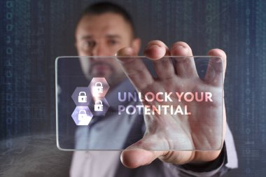 Ekonomi, teknoloji, Internet ve ağ kavramı. Genç busine