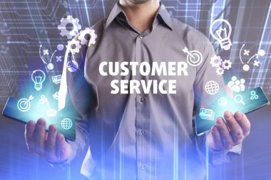 Ekonomi, teknoloji, Internet ve ağ kavramı. Genç busine