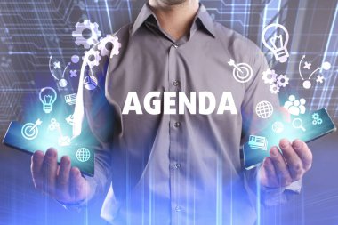 Ekonomi, teknoloji, Internet ve ağ kavramı. Genç busine