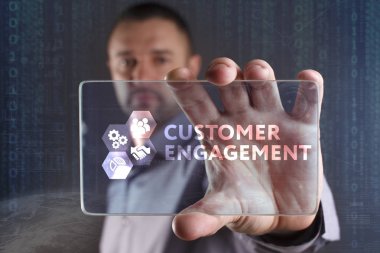 Ekonomi, teknoloji, Internet ve ağ kavramı. Genç busine