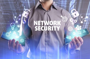 Ekonomi, teknoloji, Internet ve ağ kavramı. Genç busine