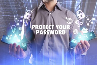 Ekonomi, teknoloji, Internet ve ağ kavramı. Genç busine