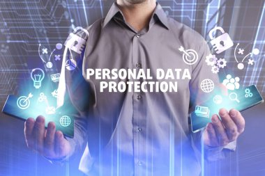 Ekonomi, teknoloji, Internet ve ağ kavramı. Genç busine