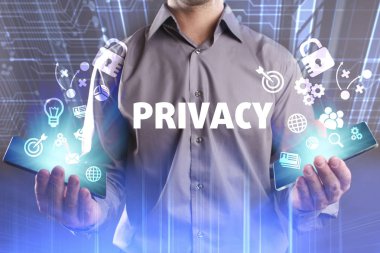 Ekonomi, teknoloji, Internet ve ağ kavramı. Genç busine