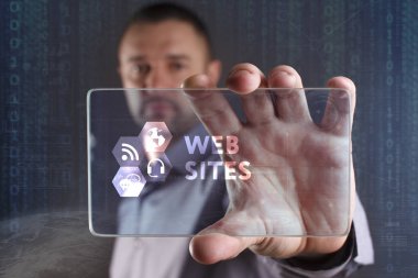 Ekonomi, teknoloji, Internet ve ağ kavramı. Genç busine