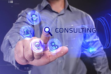 Ekonomi, teknoloji, Internet ve ağ kavramı. Genç busine