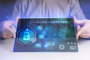 Ekonomi, teknoloji, Internet ve ağ kavramı. Genç busine