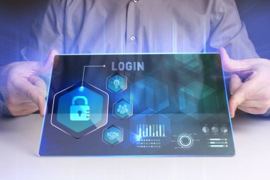 Ekonomi, teknoloji, Internet ve ağ kavramı. Genç busine