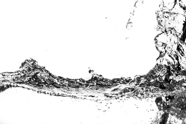 Splashes of water on a white background. Water jet