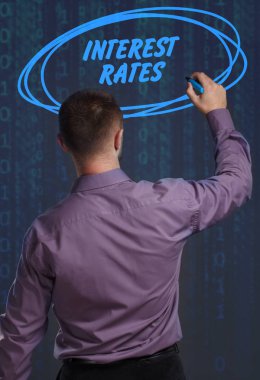 Ekonomi, teknoloji, Internet ve ağ kavramı. Genç busine