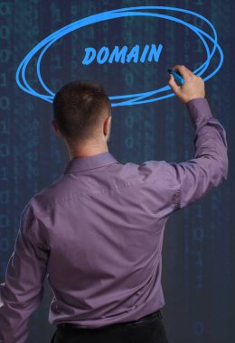 Ekonomi, teknoloji, Internet ve ağ kavramı. Genç busine