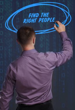 Ekonomi, teknoloji, Internet ve ağ kavramı. Genç busine