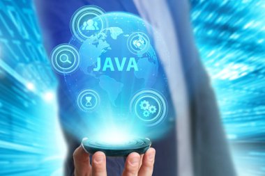 Ekonomi, teknoloji, Internet ve ağ kavramı. Genç busine