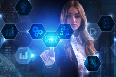 Ekonomi, teknoloji, Internet ve ağ kavramı. Genç busine