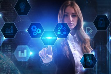 Ekonomi, teknoloji, Internet ve ağ kavramı. Genç busine