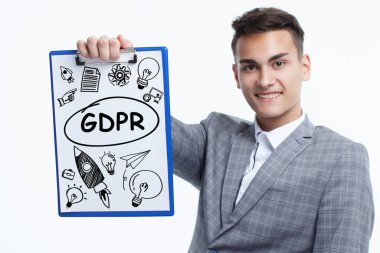 Ekonomi, teknoloji, Internet ve ağ kavramı. Genç busine