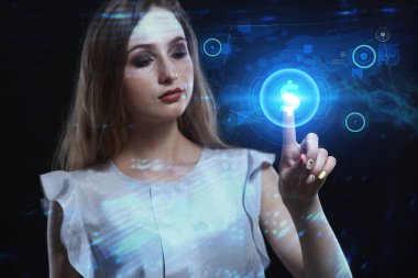 Ekonomi, teknoloji, Internet ve ağ kavramı. Genç busine