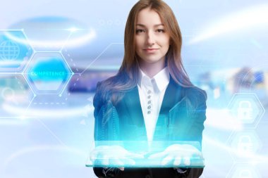 Ekonomi, teknoloji, Internet ve ağ kavramı. Genç busine