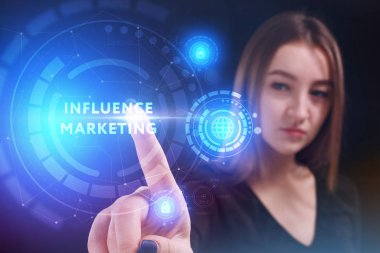 Ekonomi, teknoloji, Internet ve ağ kavramı. Genç busine