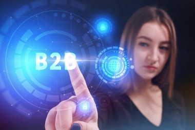 Ekonomi, teknoloji, Internet ve ağ kavramı. Genç busine