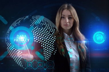 Ekonomi, teknoloji, Internet ve ağ kavramı. Genç busine