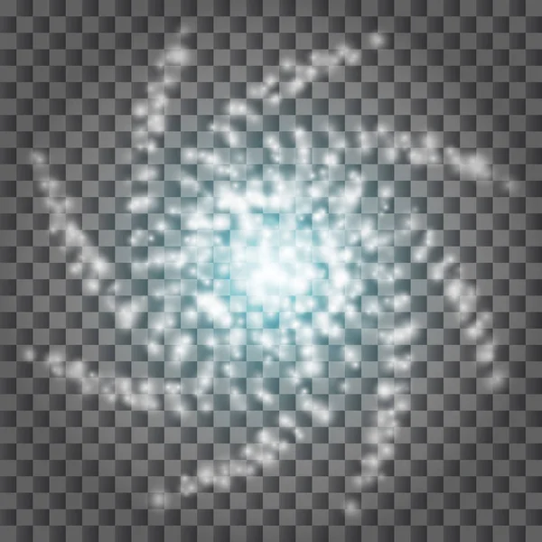 Galaxie spirale barrée abstraite, espace extérieur, isolée sur fond transparent. Or étoiles scintillantes, poussière scintillante. Eléments dessinés à la main, illustration vectorielle, couches et brosses modifiables séparées . — Image vectorielle