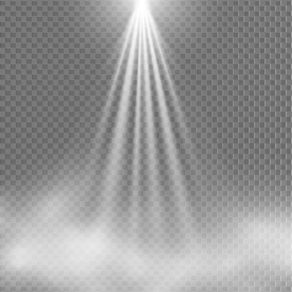 Projecteur lumineux blanc. Modèle pour l'effet de lumière sur un fond transparent. Illustration vectorielle — Image vectorielle