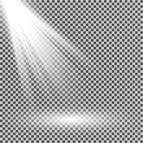 Spot beyaz ışık. Saydam bir arka plan üzerinde ışık etkisi için şablon. Vektör çizim