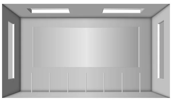 Camera bianca con due finestre e un arco al centro. Occlusione ambientale — Vettoriale Stock
