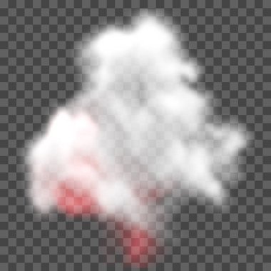 EPS 10. Sis veya duman izole şeffaf özel efekt. Beyaz vektör yoğunluğunun, sis veya smog arka plan. Vektör çizim