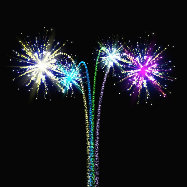 在透明背景上孤立的矢量烟花一套 图库矢量图像 C Shacil