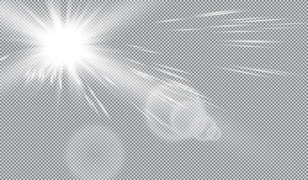 EPS10.Vector luz solar transparente efeito de luz de erupção de lente especial . — Vetor de Stock