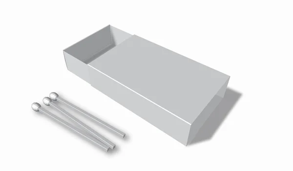 Una scatola di fiammiferi con ombre su sfondo bianco . — Vettoriale Stock