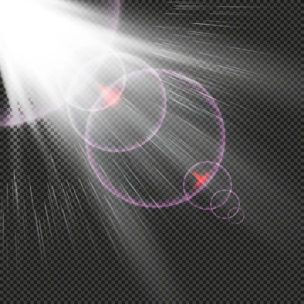 EPS10. Вектор прозорого сонячного світла спеціальної лінзи ефект спалаху світла . — стоковий вектор
