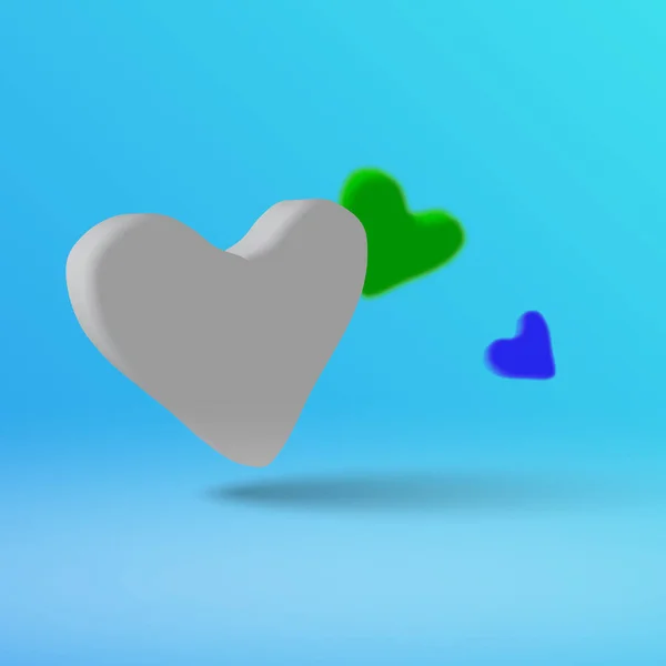 Ett lätt hjärta på en blå bakgrund i 3d-stil. — Stock vektor