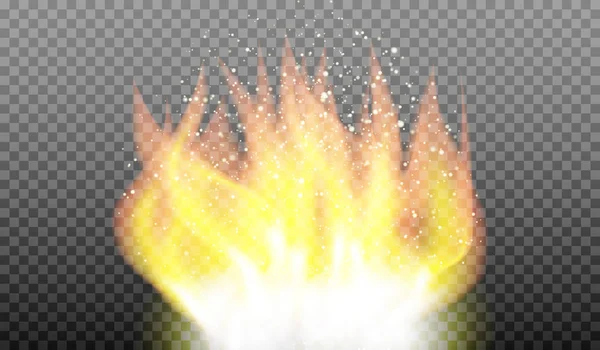 Incendie isolé. Flamme de feu vectorielle effet de lumière spécial . — Image vectorielle