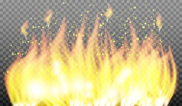 Fuego ardiente aislado. Vector fuego llama efecto de luz especial . — Vector de stock