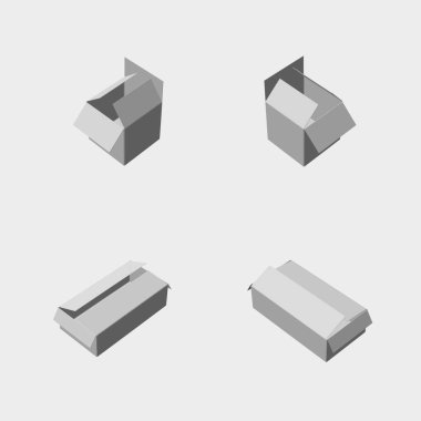 Farklı açıları altında karton kutu