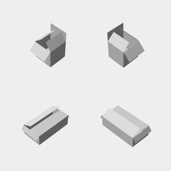 在不同角度下的纸板箱 — 图库矢量图片