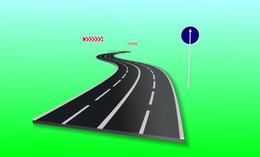 Road with white stripes on a plaid background. clipart