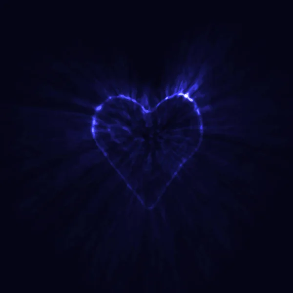 Cuore blu al neon che brilla al buio — Vettoriale Stock